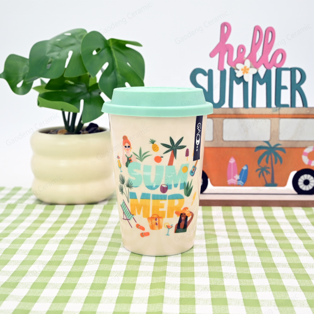 Gaodeng Hot Selling Summer Collection Ceramic Travel Mug With Silicone Lid for Daily Use Wholesale Prices Coffee Cups