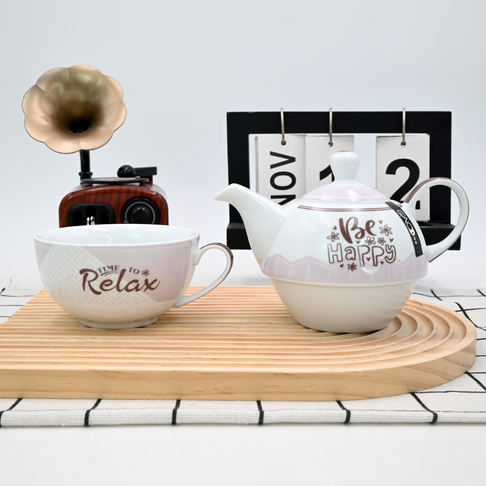 Factory High Quality 400ml Porcelain 1 Person Teapot Set  Customized Ceramic Coffee Design Relaxed Teapots and TeaCups