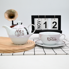 Factory High Quality 400ml Porcelain 1 Person Teapot Set  Customized Ceramic Coffee Design Relaxed Teapots and TeaCups