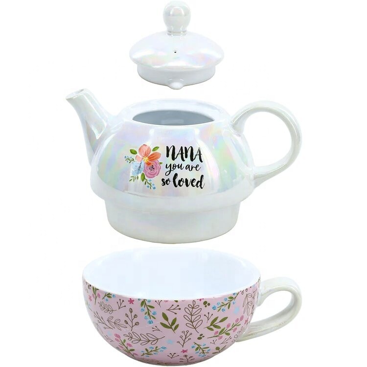Wholesale Ceramic Teapot Set, Customized Porcelain One Person Teapot With Pearl Glaze