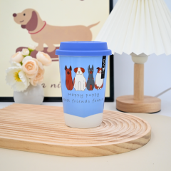 14oz Outdoor Carry on Coffee Mugs Wholesale Custom Ceramic Trending Travel Mug with Silicone Mug Lid