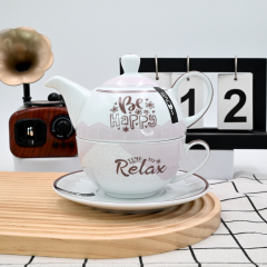 Factory High Quality 400ml Porcelain 1 Person Teapot Set  Customized Ceramic Coffee Design Relaxed Teapots and TeaCups