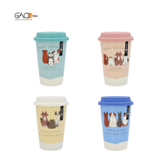 14oz Outdoor Carry on Coffee Mugs Wholesale Custom Ceramic Trending Travel Mug with Silicone Mug Lid