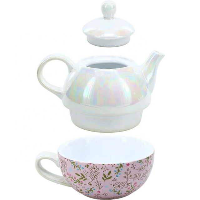 Wholesale Ceramic Teapot Set, Customized Porcelain One Person Teapot With Pearl Glaze