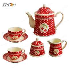 Wholesale Luxury Polka Dots Cherry Tableware Set, Customized Design Ceramic Tableware Set