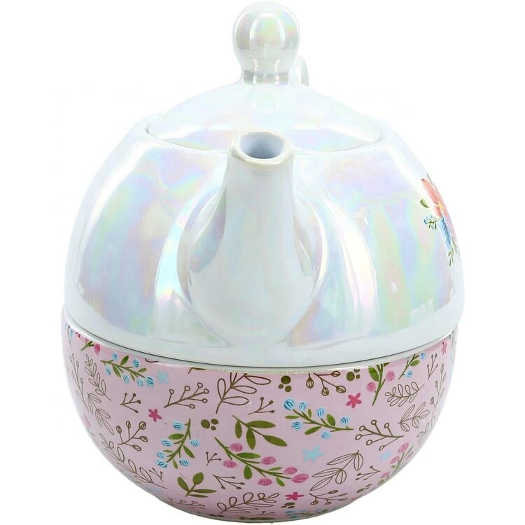 Wholesale Ceramic Teapot Set, Customized Porcelain One Person Teapot With Pearl Glaze