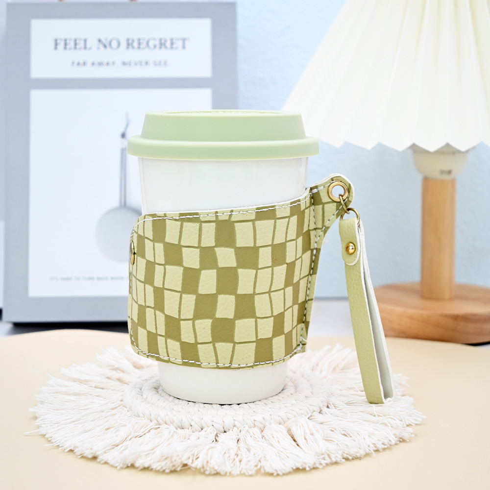 14oz Simple Coffee Design Ceramic Travel Mugs With Leather Sleeve Accept Customized Color New Bone Coffee Mug With Leather