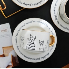 Nordic High Quality Custom 330ml 11oz Porcelain Coffee Mug and Saucer Ceramic Coffee Cup Set
