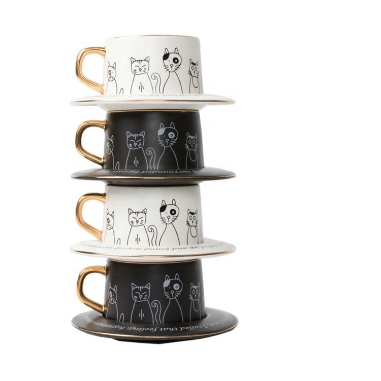 Nordic High Quality Custom 330ml 11oz Porcelain Coffee Mug and Saucer Ceramic Coffee Cup Set