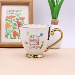 Mom Mug Mothers Day Gift Mug Custom Ceramic Mugs With Electroplated Handle and Base