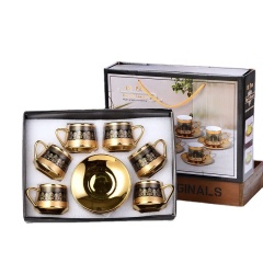 Hot Sale Luxury Nordic Style Electroplated Ceramic Tea Set Porcelain Gift Tea Cup and Saucer Sets