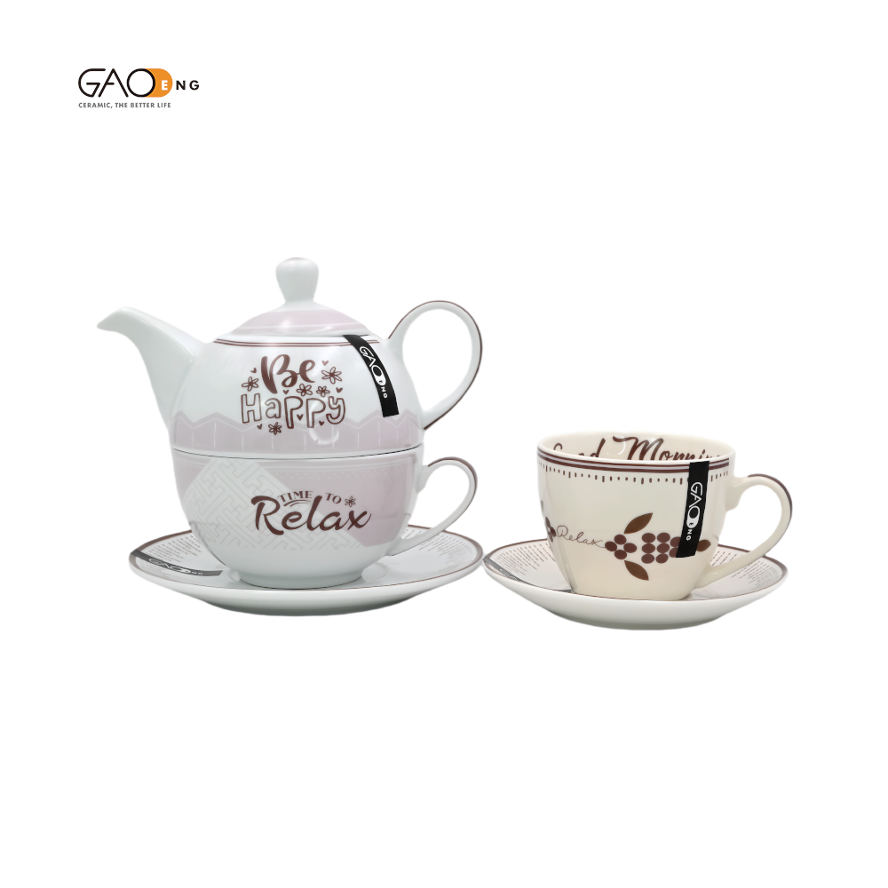 Factory High Quality 400ml Porcelain 1 Person Teapot Set  Customized Ceramic Coffee Design Relaxed Teapots and TeaCups