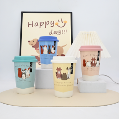 14oz Outdoor Carry on Coffee Mugs Wholesale Custom Ceramic Trending Travel Mug with Silicone Mug Lid