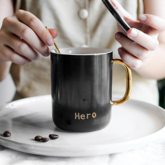 Turkish Coffee Cups Couple Ceramic Mugs with Lid Gift Mug with Gold Handle