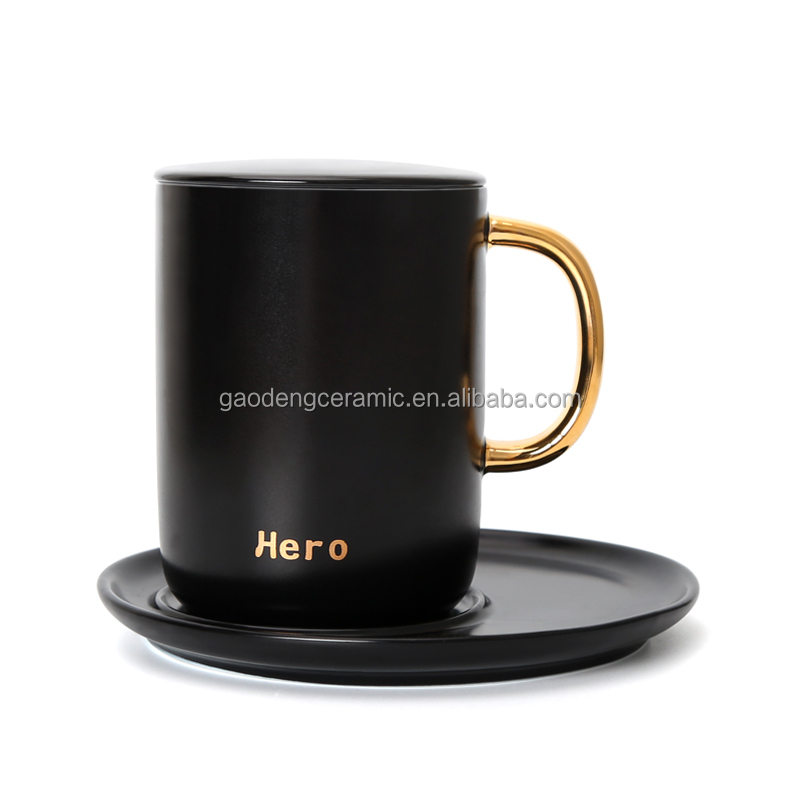 Turkish Coffee Cups Couple Ceramic Mugs with Lid Gift Mug with Gold Handle