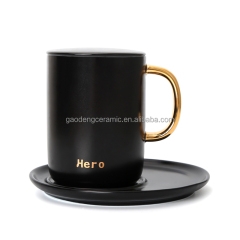Turkish Coffee Cups Couple Ceramic Mugs with Lid Gift Mug with Gold Handle