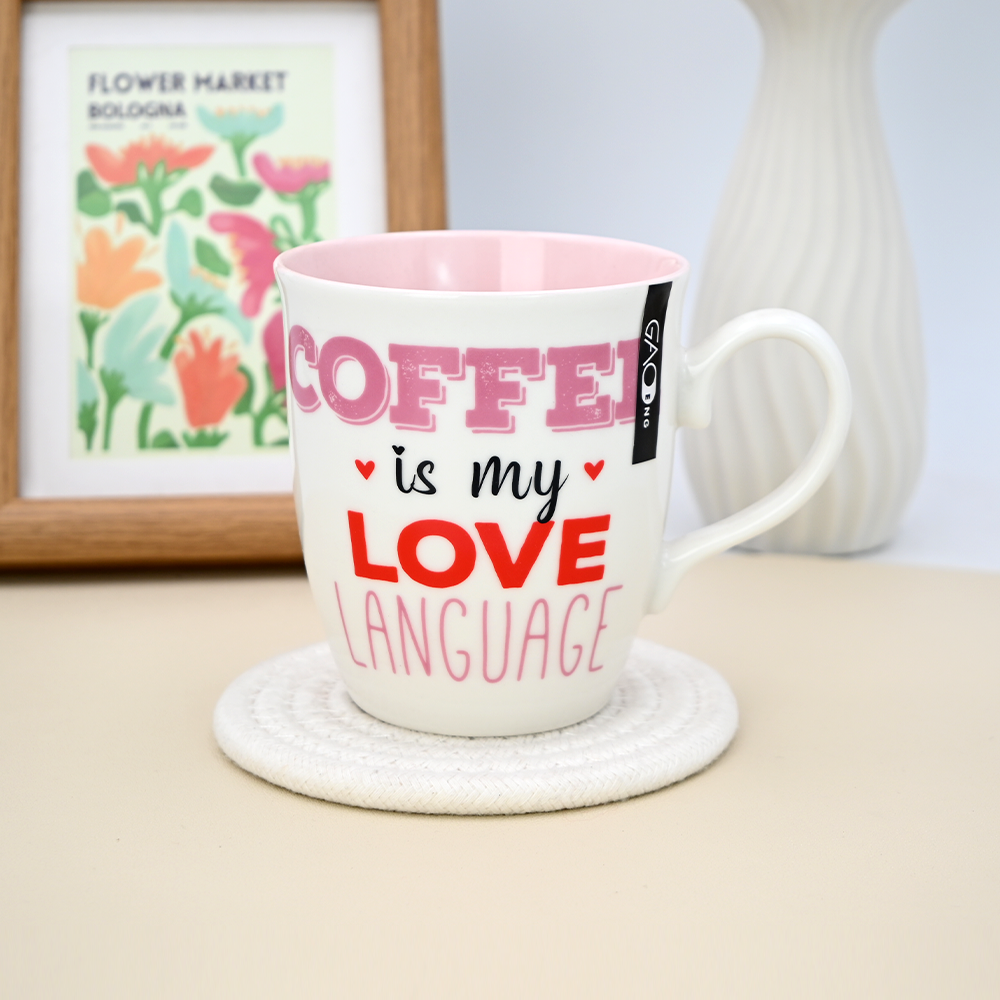 Wholesale Suppliers Handmade Glazed Ceramic Coffee Mug Simple Red Letters Personalized Couple Mugs