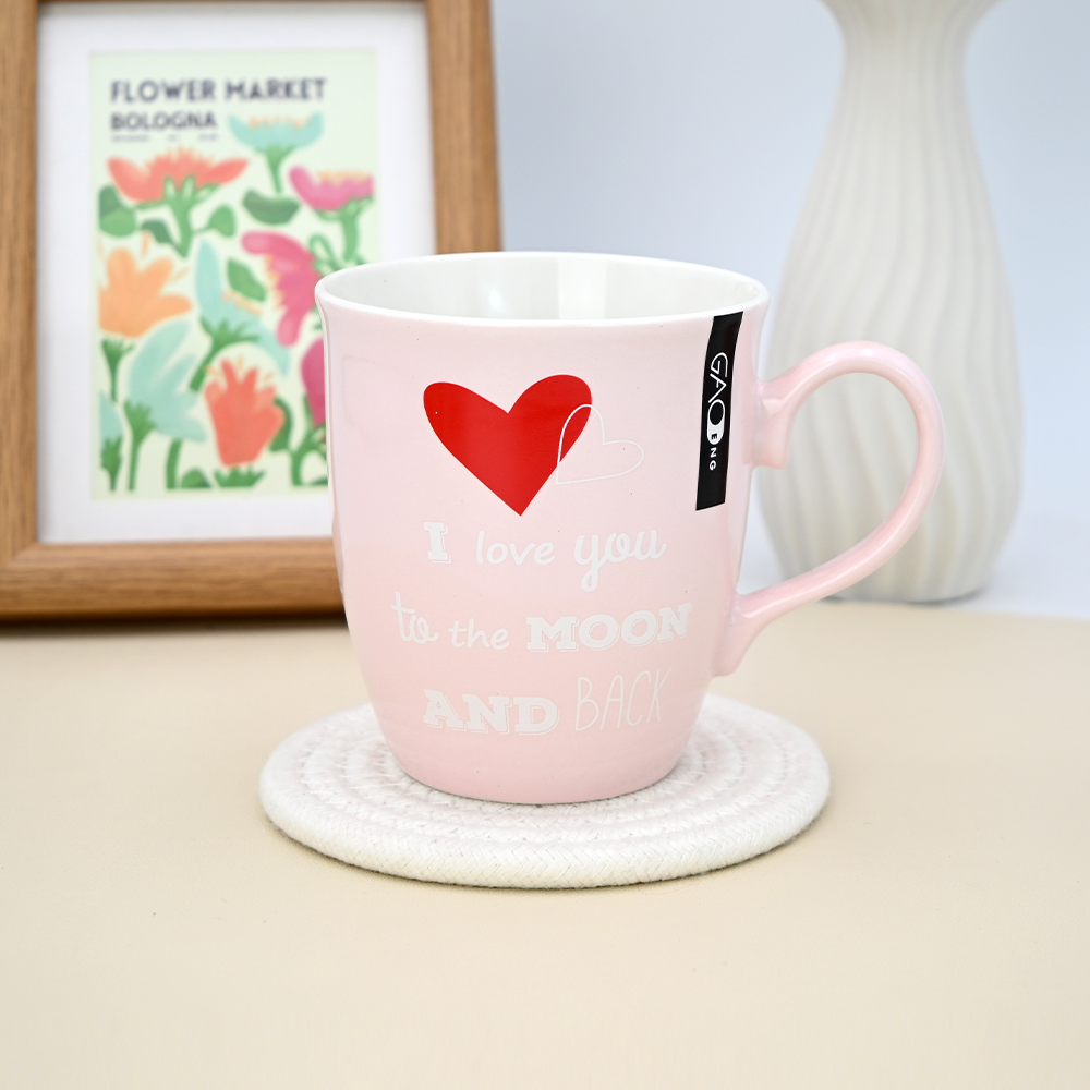 Wholesale Suppliers Handmade Glazed Ceramic Coffee Mug Simple Red Letters Personalized Couple Mugs