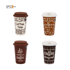 Factory Wholesale High Quality Custom Ceramic Travel Mug with Silicone Lid Ceramic to Go Cups