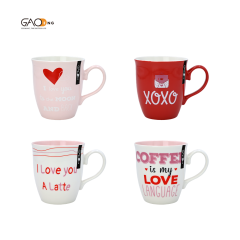 Wholesale Suppliers Handmade Glazed Ceramic Coffee Mug Simple Red Letters Personalized Couple Mugs