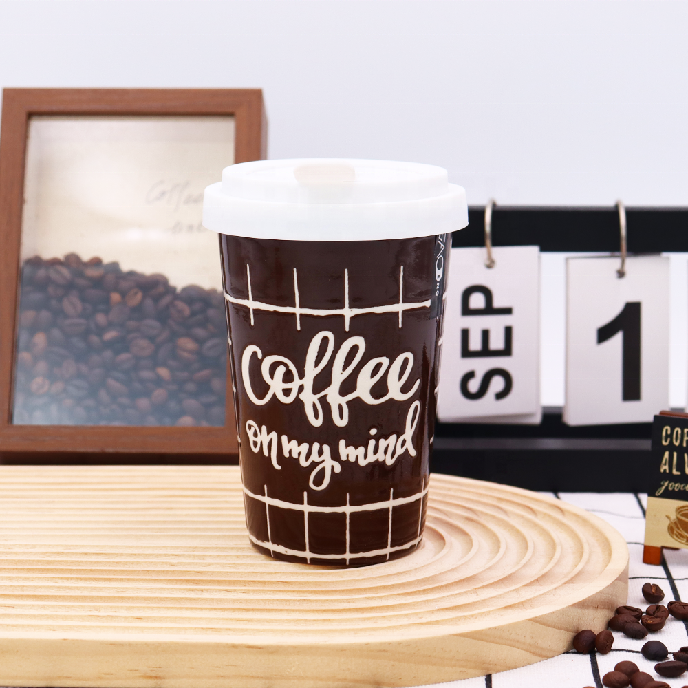 Factory Wholesale High Quality Custom Ceramic Travel Mug with Silicone Lid Ceramic to Go Cups