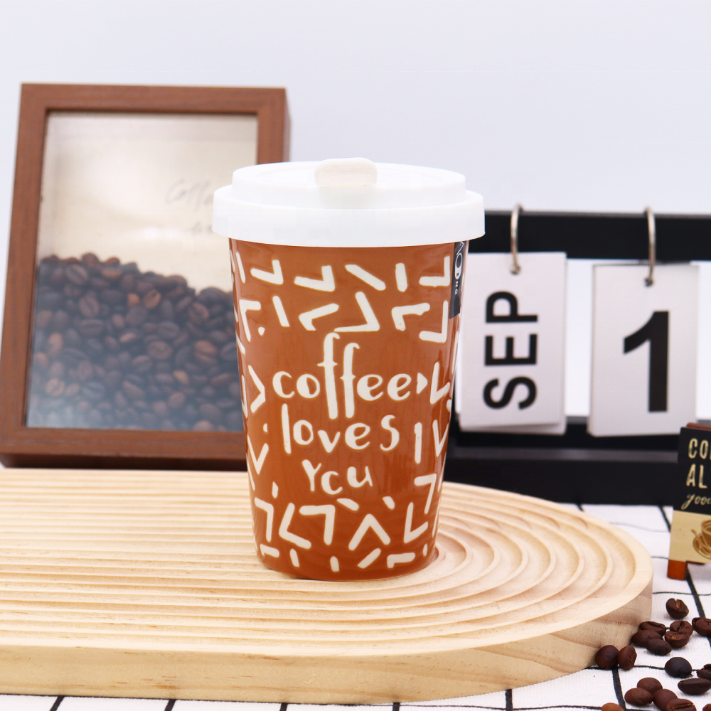 Factory Wholesale High Quality Custom Ceramic Travel Mug with Silicone Lid Ceramic to Go Cups