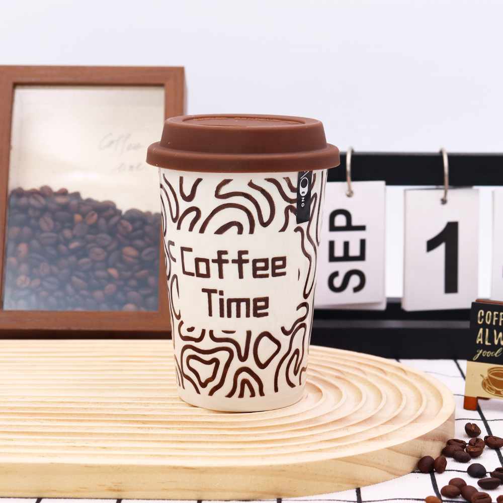 Factory Wholesale High Quality Custom Ceramic Travel Mug with Silicone Lid Ceramic to Go Cups