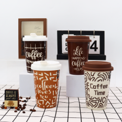 Factory Wholesale High Quality Custom Ceramic Travel Mug with Silicone Lid Ceramic to Go Cups