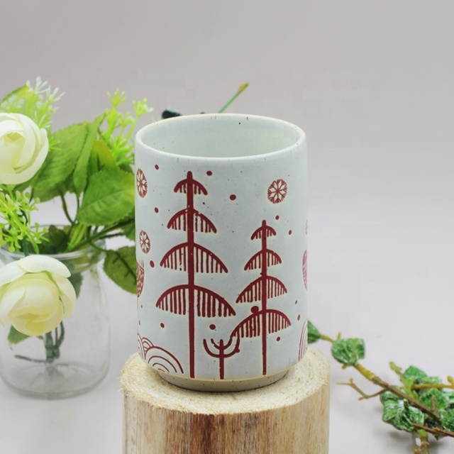 Ceramic Wax Resist Print Candle Cup, Coffee Cup Candles, Christmas Design Empty Candle Cups