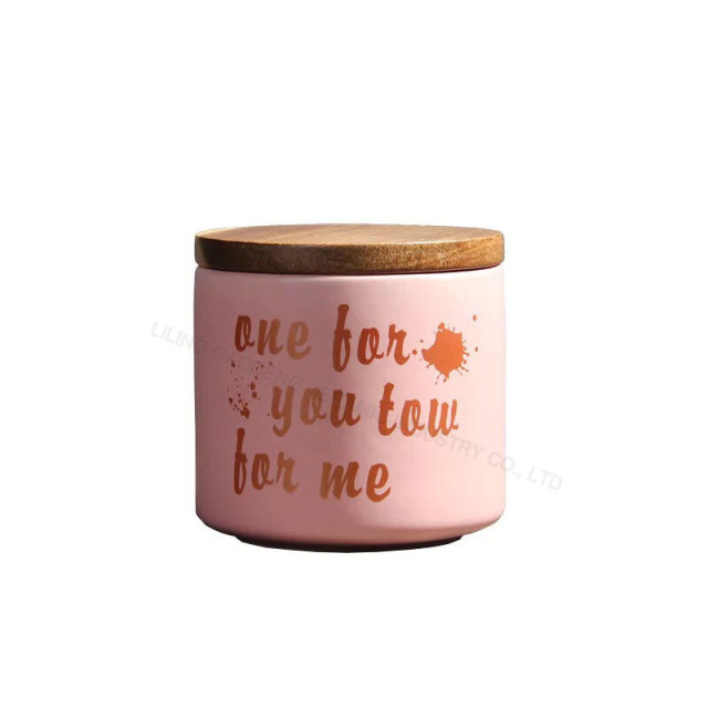 Ceramic Tea  Canister Ceramic Storage Jar with Bamboo Lid Food Jar Kitchenware Sets