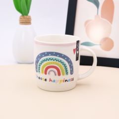 Promotional 12oz Ceramic Coffee Mugs with rainbow Design Custom New Bone China Cups