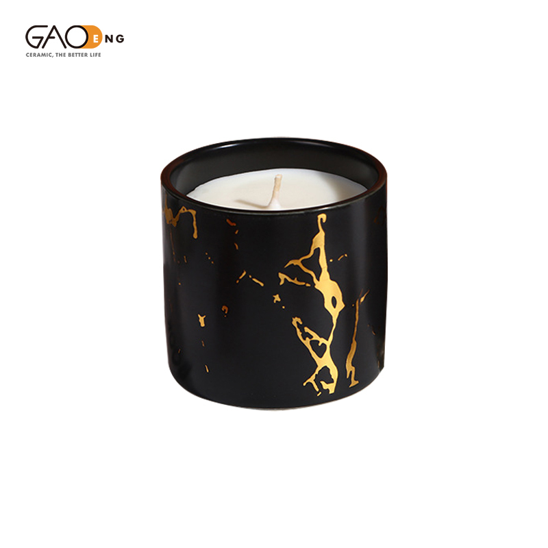 Accept Custom logo Ceramic Matte Black Empty Candle Jars Luxury