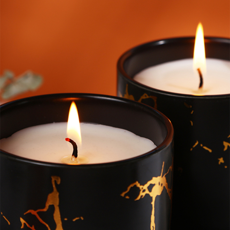 Accept Custom logo Ceramic Matte Black Empty Candle Jars Luxury