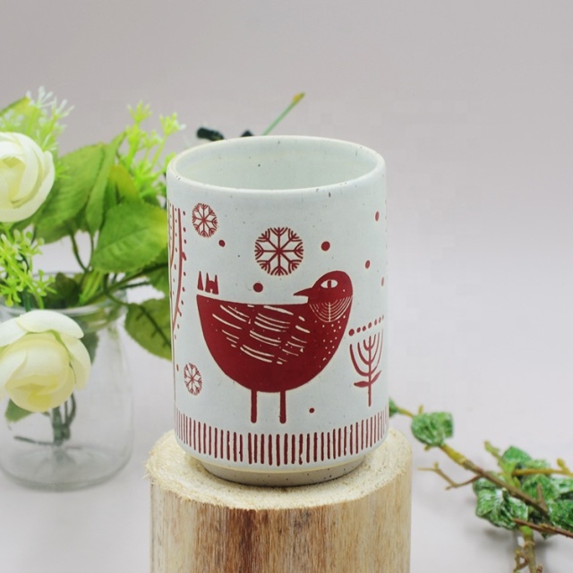 Ceramic Wax Resist Print Candle Cup, Coffee Cup Candles, Christmas Design Empty Candle Cups