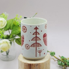 Ceramic Wax Resist Print Candle Cup, Coffee Cup Candles, Christmas Design Empty Candle Cups