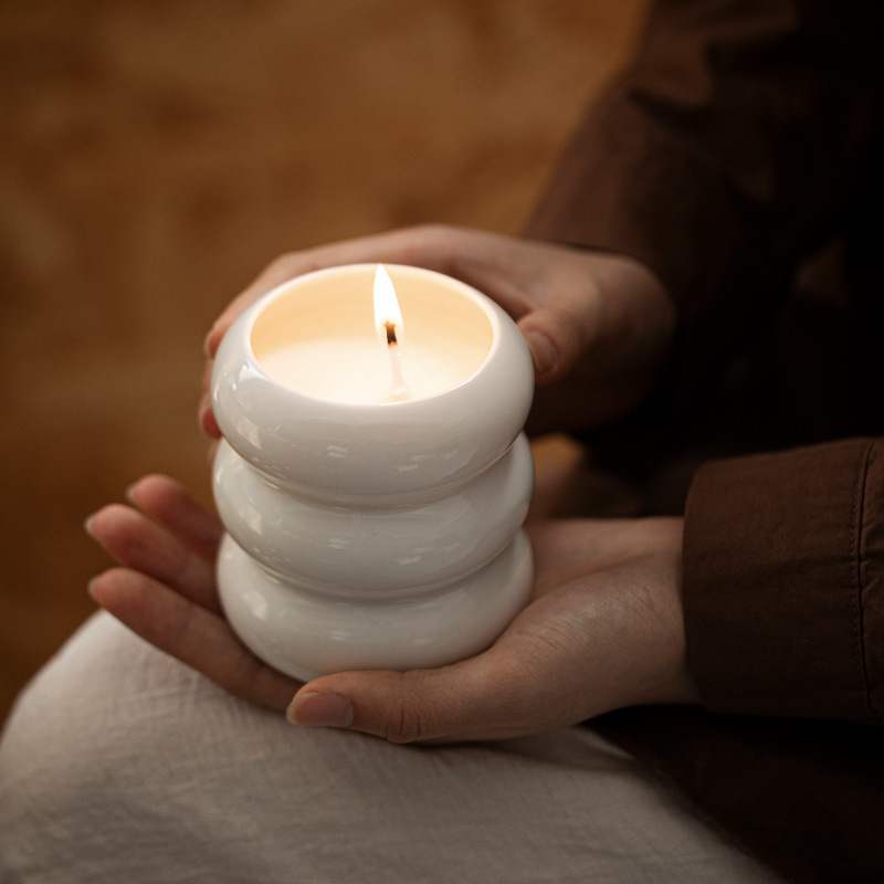 Costom Logo Ceramic Empty Wax Container, Candle Jar, Nordic Ceramic Candle Vessel for Home Deco