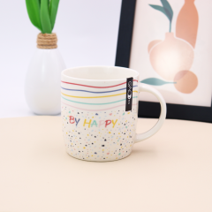 Promotional 12oz Ceramic Coffee Mugs with rainbow Design Custom New Bone China Cups