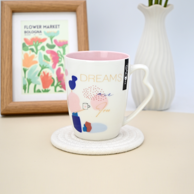 11oz Microwave Oven Safety High Quality Gold Plated Ceramic Coffee Cups with Unique Handles