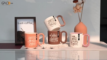 GaoDeng Creative Big Loop Handle Ceramic Coffee Mug Vintage Coffee Letter Print Two-tone Interior Tea Cup Ins Style Home Office Water Cup Gift Mug