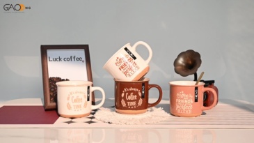 Vintage Imitation Enamel Ceramic Coffee Mug Retro Letter Print Porcelain Cup Home Cafe Drinking Mug Wholesale Custom Logo