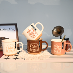 Vintage Imitation Enamel Ceramic Coffee Mug Retro Letter Print Porcelain Cup Home Cafe Drinking Mug Wholesale Custom Logo
