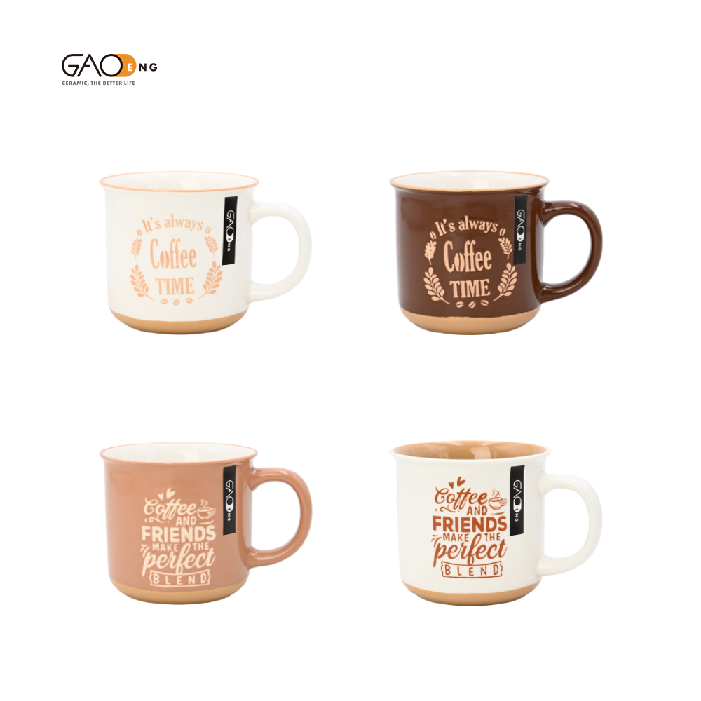 Vintage Imitation Enamel Ceramic Coffee Mug Retro Letter Print Porcelain Cup Home Cafe Drinking Mug Wholesale Custom Logo