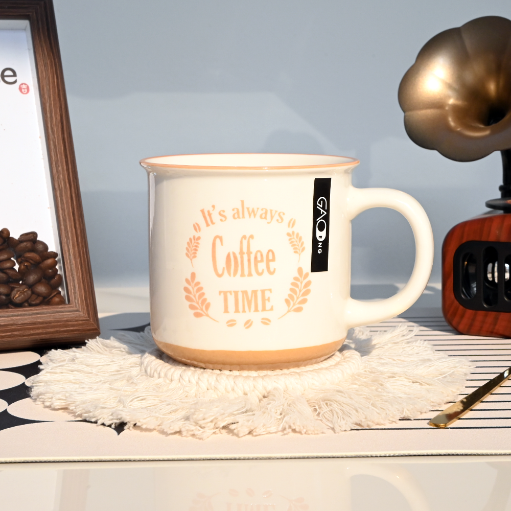 Vintage Imitation Enamel Ceramic Coffee Mug Retro Letter Print Porcelain Cup Home Cafe Drinking Mug Wholesale Custom Logo