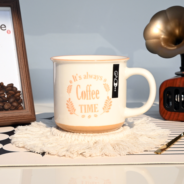 Vintage Imitation Enamel Ceramic Coffee Mug Retro Letter Print Porcelain Cup Home Cafe Drinking Mug Wholesale Custom Logo