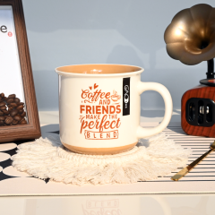 Vintage Imitation Enamel Ceramic Coffee Mug Retro Letter Print Porcelain Cup Home Cafe Drinking Mug Wholesale Custom Logo