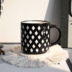 Black Matte Ceramic Coffee Mug Hand Painted Abstract Geometric Line Art Water Cup Nordic Ins Home Office Drinkware Gift Mug