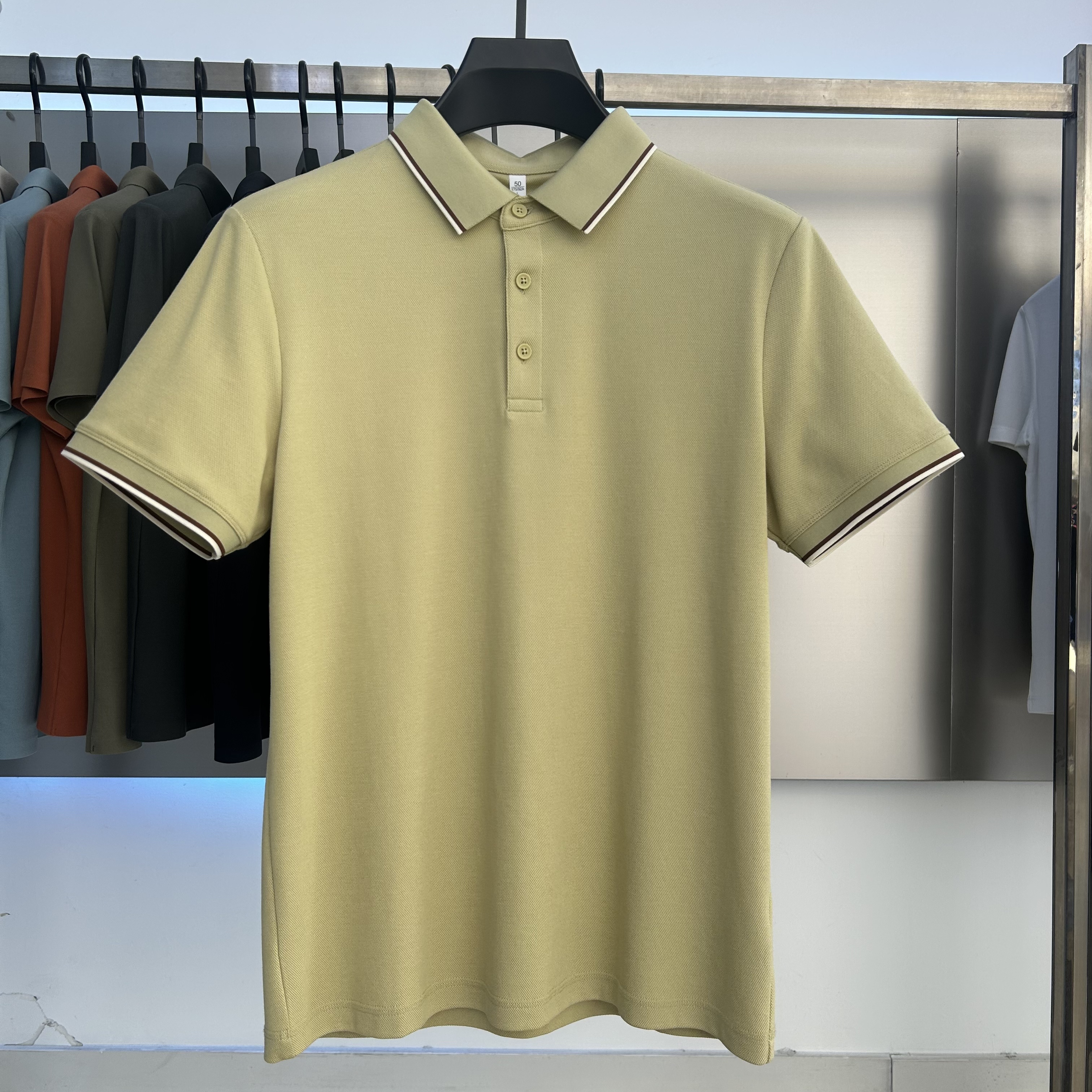 XYD7103  210g weight 57.4%Cotton  26.4%polyester fiber  16.2%lyocell  Polo shirt