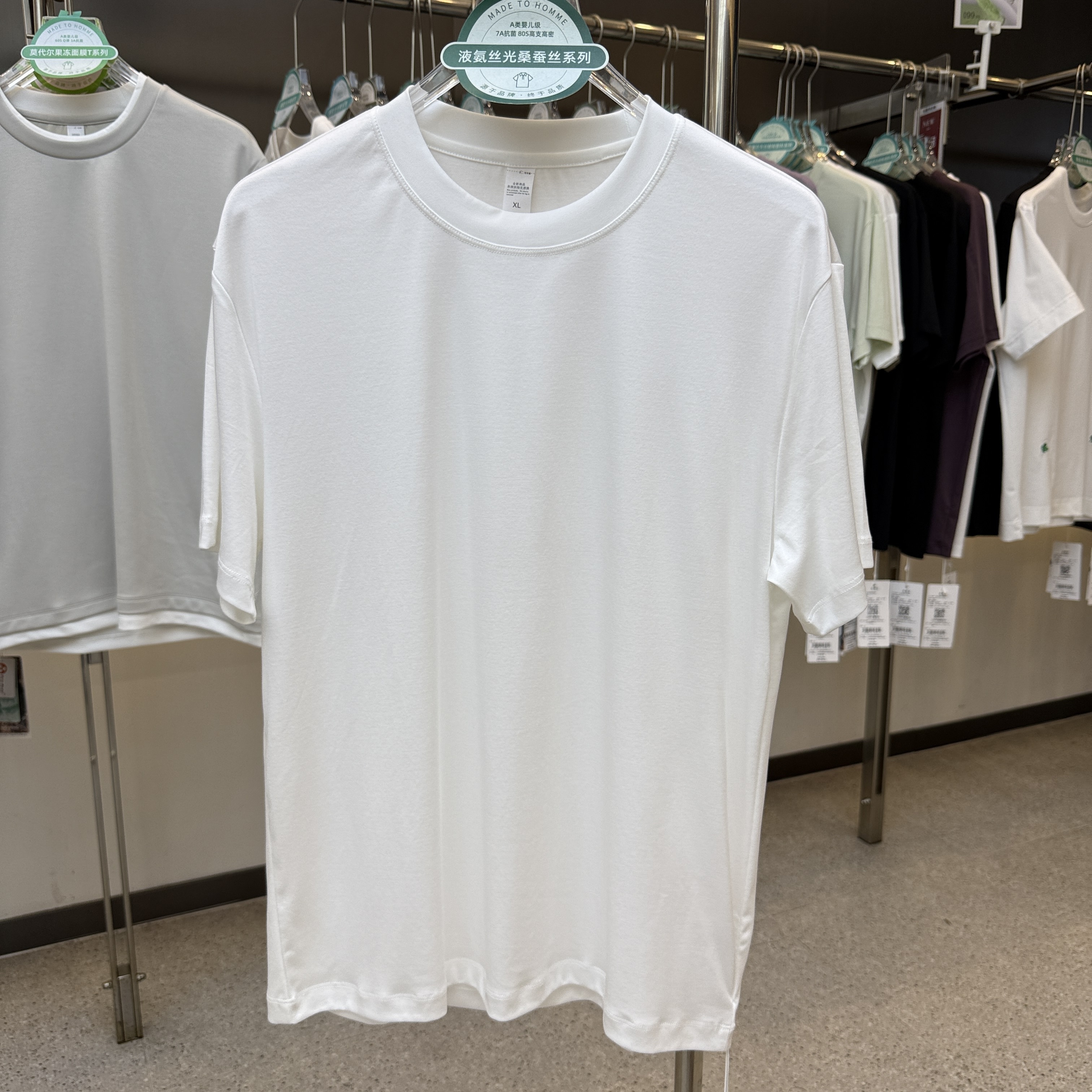SF19671 48.6% Cotton 19.2%  Lyocell 17.5% Polyester 5.2% Acetate Fiber 4.8% Modal 2.6% Silk 2.1% Linen Short-Sleeved T-Shirt