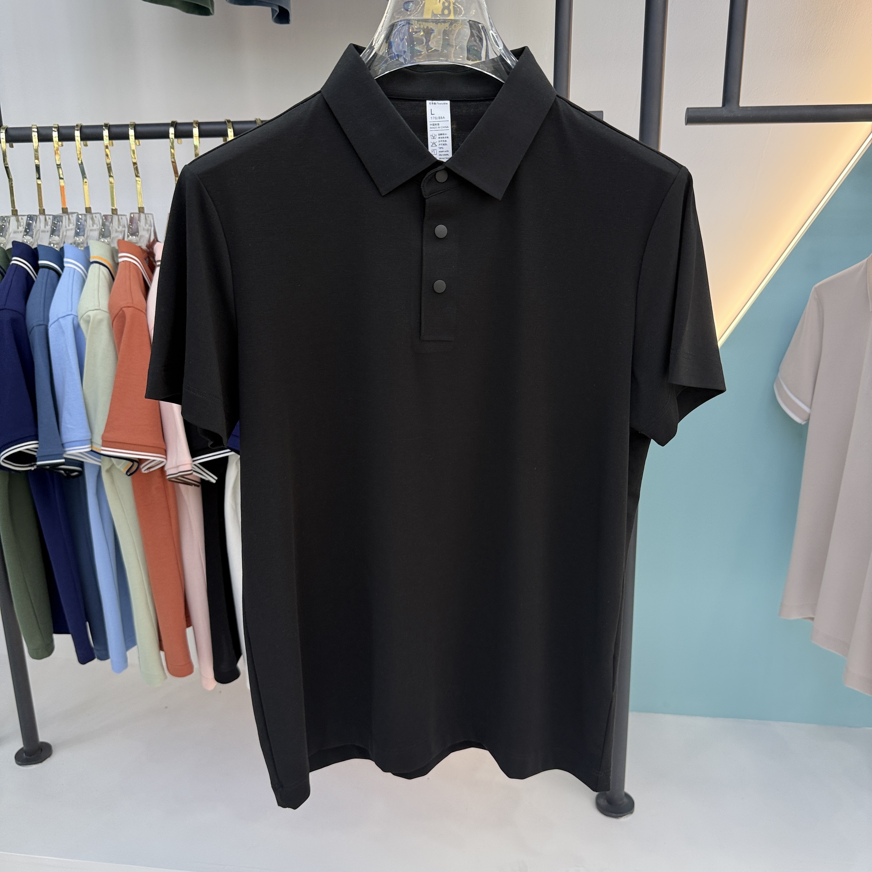 SD A7 47.8% Polyester 25.6% Lyocell 18.7% Cotton 7.9% Spandex Short Sleeve Polo Shirt