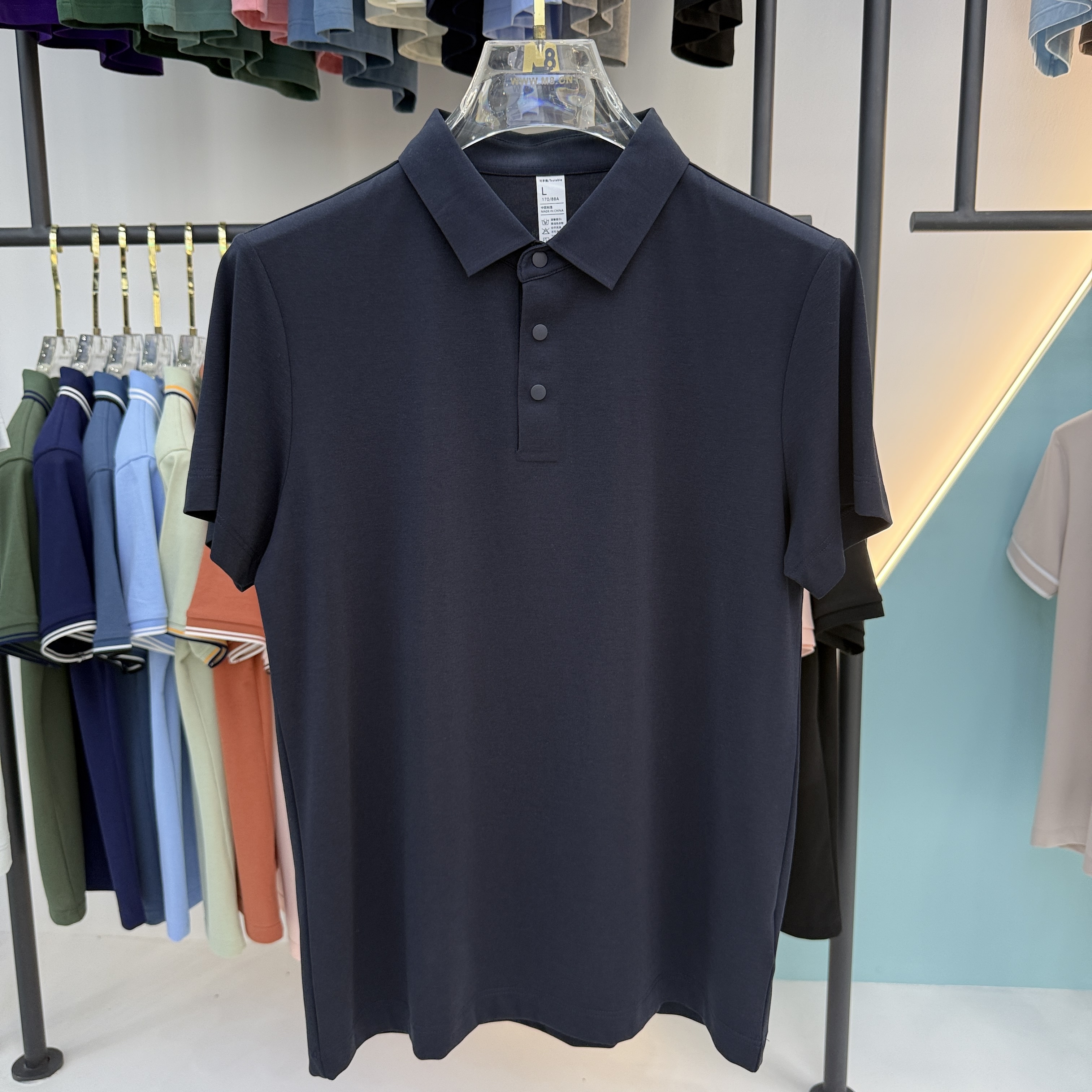 SD A7 47.8% Polyester 25.6% Lyocell 18.7% Cotton 7.9% Spandex Short Sleeve Polo Shirt